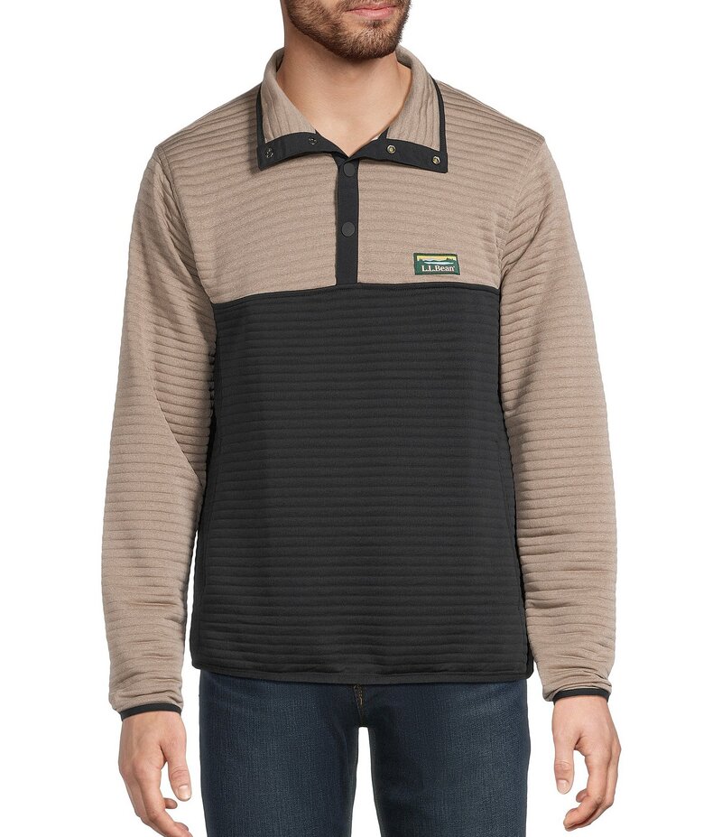 エルエルビーン メンズ アウター ニット・セーター ニット L.L.Bean Airlight Knit Color Block Pullover Putty/Midnight Black ブラック|ReVida 店