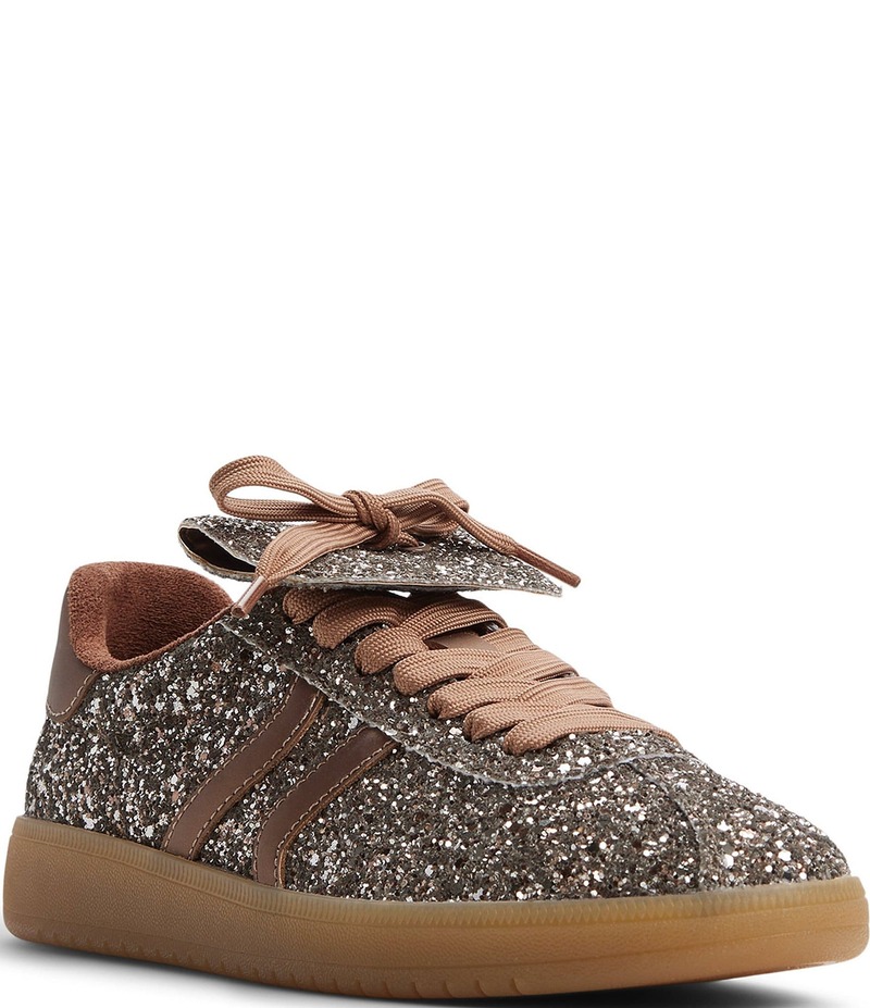 アルド レディース ボトムス カジュアルパンツ スニーカー レース ALDO Itsneaker Glitter Foldover Bow Lace Up Sneakers Bronze