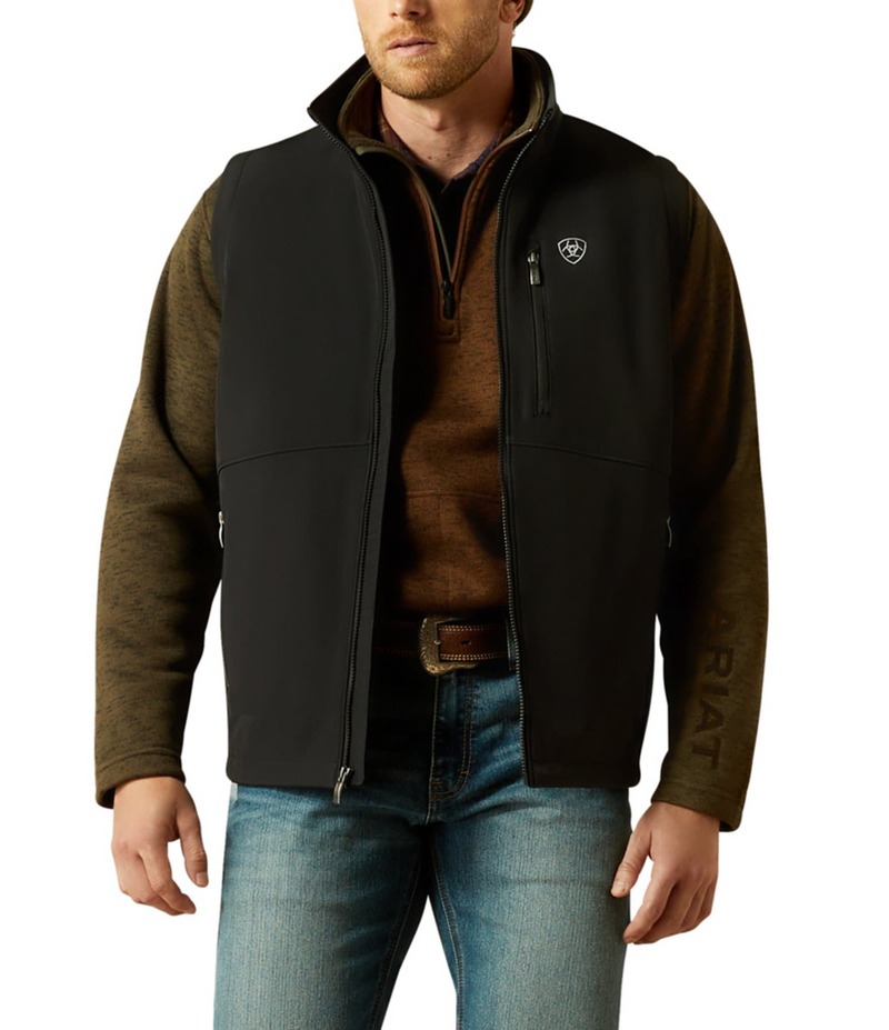 アリアト メンズ アウター 限りない トール ロゴタイプ Ariat Big \u0026 Tall Softshell Logo Vest Black 黒いこと