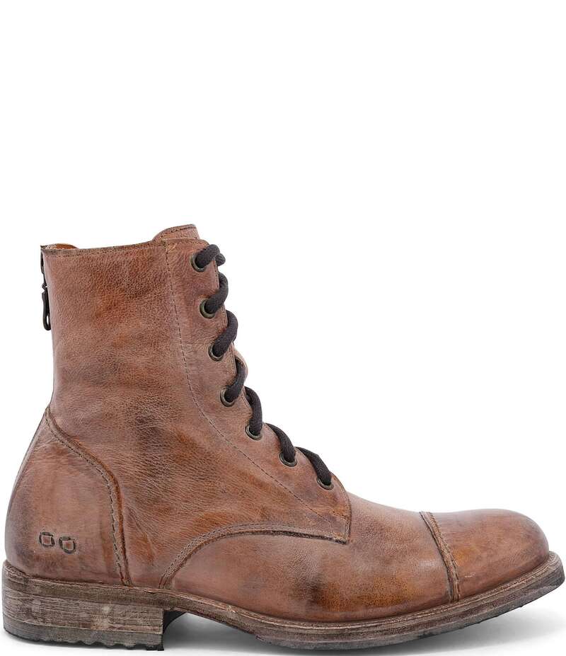 ベッドステュ メンズ シューズ ブーツ・レインブーツ レザー Bed Stu Men's Protege Distressed Leather Back Zip Combat Boots Tan/White ホワイト