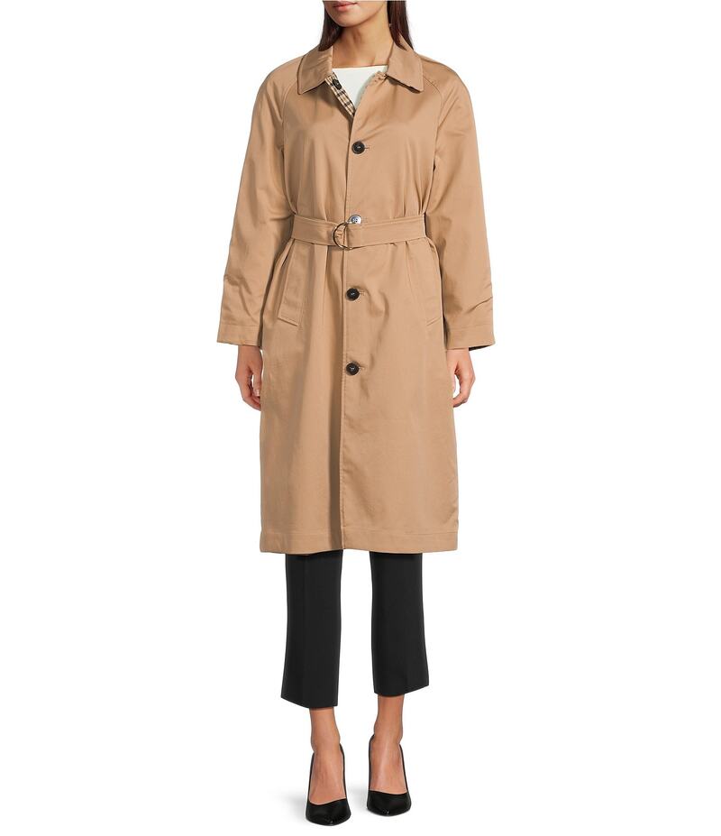 マレーラ レディース アウター コート コットン Marella Ragusa Reversible Checkered Cotton Blend Waterproof Long Sleeve Trench Coat Camel キャメル