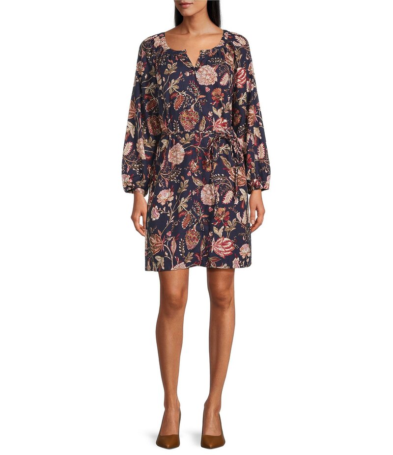 トッミーバハマ レディース トップス ワンピース シャツワンピース シャツ リネン Tommy Bahama Exquisite Bloom Linen Blend Scoop Neck Long Sleeve Button Front Shirt Dress Coastline 15,251円