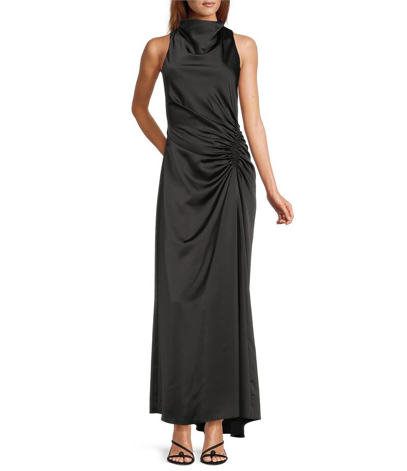 アントニオ メラーニ レディース トップス ワンピース A ライン ギャザー ノースリーブ Antonio Melani Kya A-Line Ruched Detail Cowl Neckline Sleeveless Dress Black ブラック｜ReVida 店