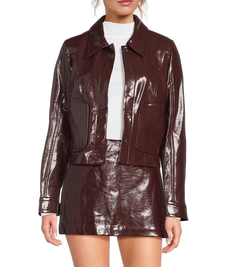 ジャンビニ レディース アウター コート ジャケット Gianni Bini Kora Collared Long Sleeve Luxe Coated Coordinating Jacket Mulberry