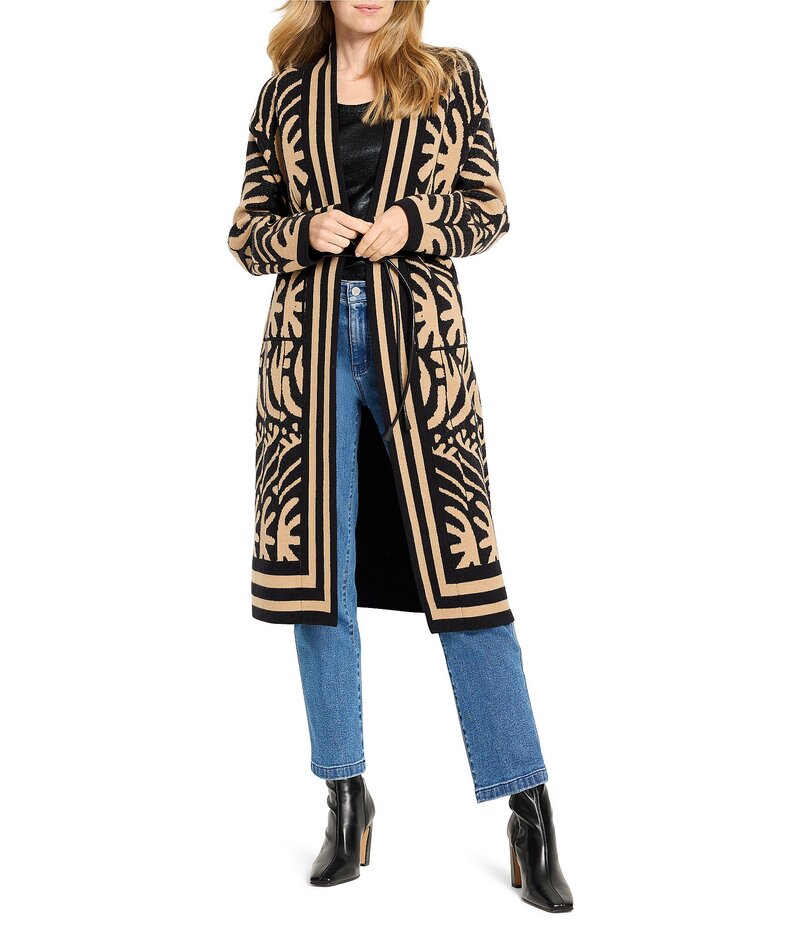 ニックアンドゾー レディース アウター コート ニット ジャケット NIC + ZOE Statement Knit Open Front Shawl Collar Long Sleeve Jacket Neutral Multi マルチカラー