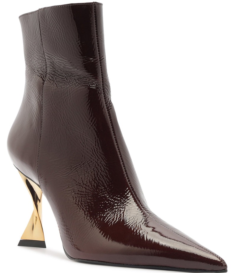 シュッツ レディース シューズ ブーツ・レインブーツ レザー ヒール Schutz Elisha Patent Leather Sculptural Heel Booties Maplewood|ReVida 店