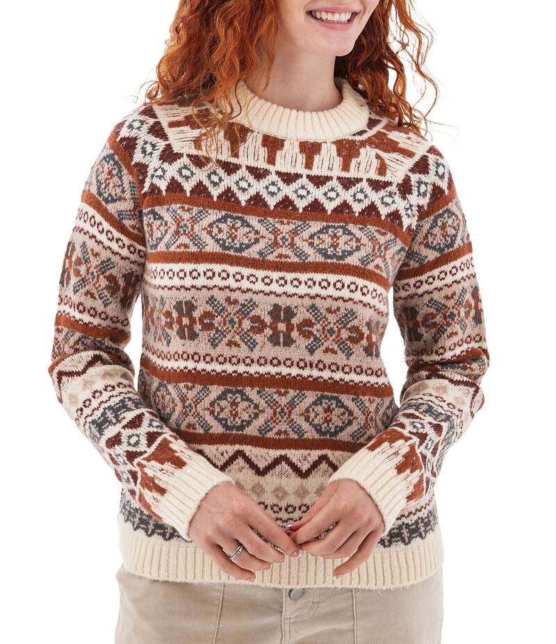 アベンチュラ レディース アウター ニット・セーター クルーネック プリント セーター ニット Aventura Nordic Fair Isle Print Crew Neck Raglan Sleeve Knit Sweater Cabernet