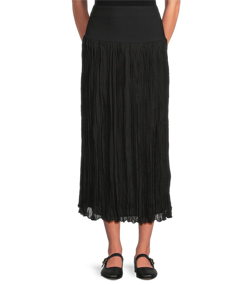 ヴィンスカムート レディース ボトムス スカート A ライン プリーツ Vince Camuto Illusion Pleated A-Line Skirt Rich Black ブラック