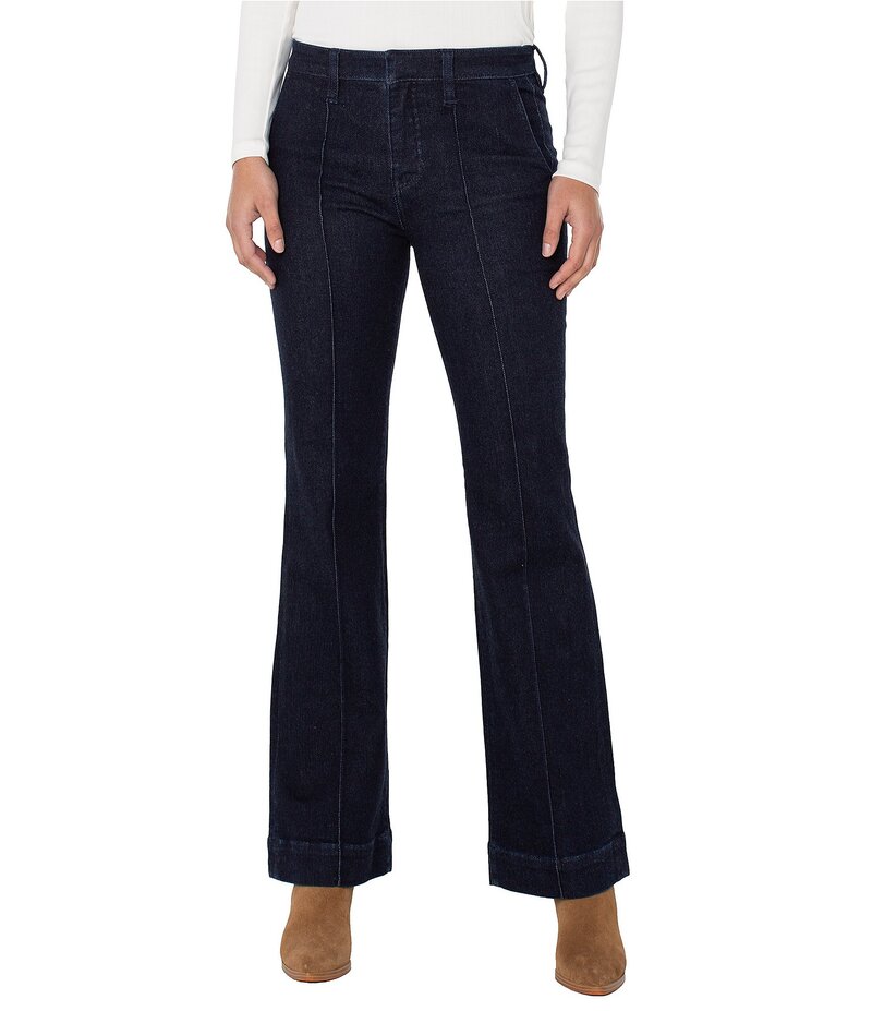 リヴァプール ロサンゼルス レディース ボトムス デニムパンツ デニム ブーツ ジーンズ Liverpool Los Angeles Stretch Denim Pin Tuck Boot Cut Jeans Indigo Rinse インディゴ｜ReVida 店