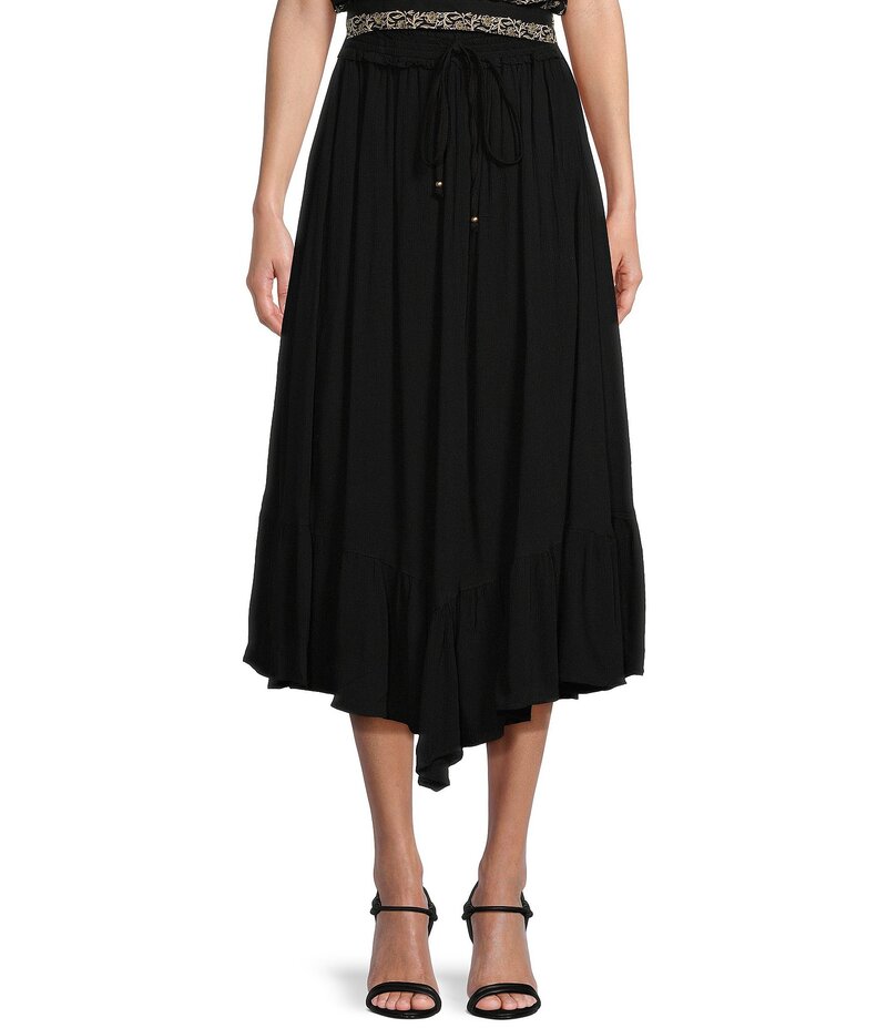アンジー レディース ボトムス スカート フリル マキシ Angie Coordinating Ruffle High-Low Hem Maxi Skirt Black ブラック