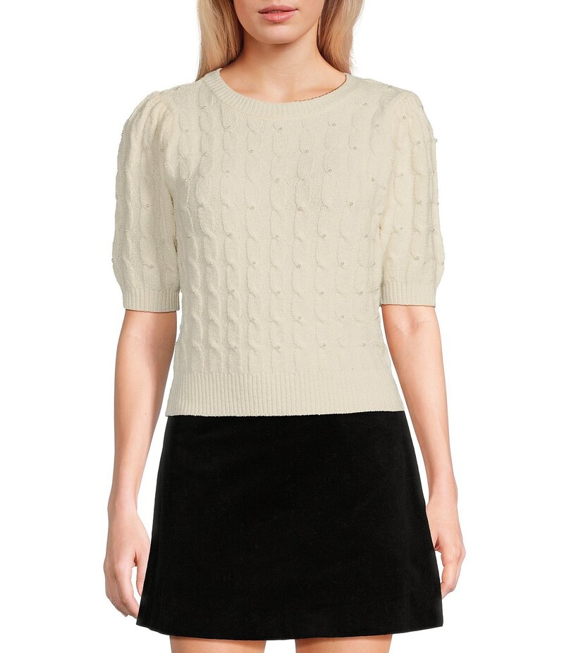 カッパーキー レディース アウター パーカー・スウェット セーター Copper Key Pearled Short Sleeve Sweater Ivory アイボリー｜ReVida 店