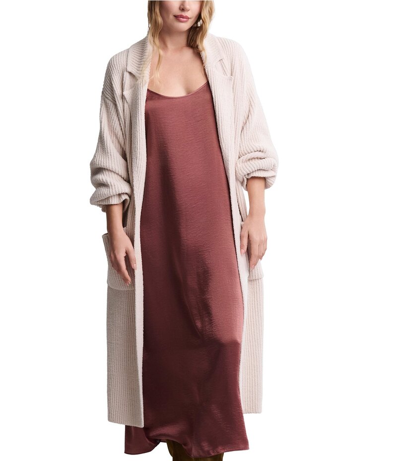 ベアフットドリームス レディース アンダーウェア ナイトウェア リブ コットン コート Barefoot Dreams CozyChic Cotton Ribbed Long Robe Coat Sand Dune サンド