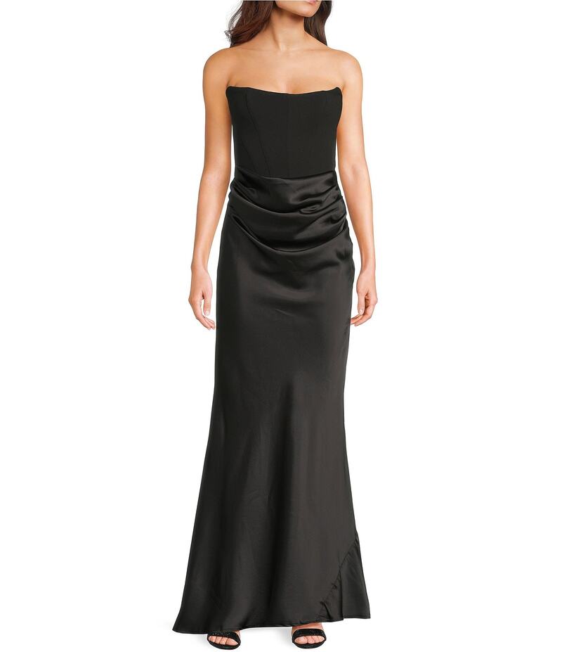 ビーダーリン レディース トップス 衣装 ストラップレス B. Darlin Strapless Corseted Bodice Godet Inset Dress Black 黒いこと
