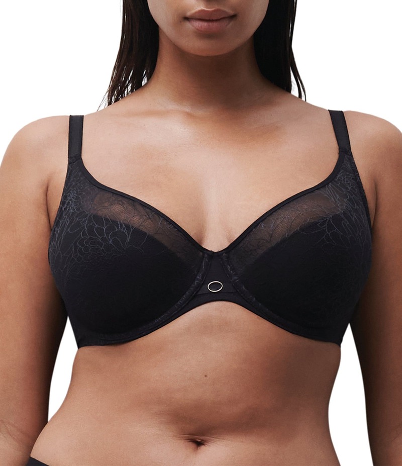 シャントル レディース アンダーお召しもの ブラ お花柄 メッシュ お花 Chantelle Belle Lightweight Floral Mesh Spacer Cup Plunge Bra Black 黒いこと インナー・下着・ナイトウェア-ブラジャー-インナー・下着・ランジェリー