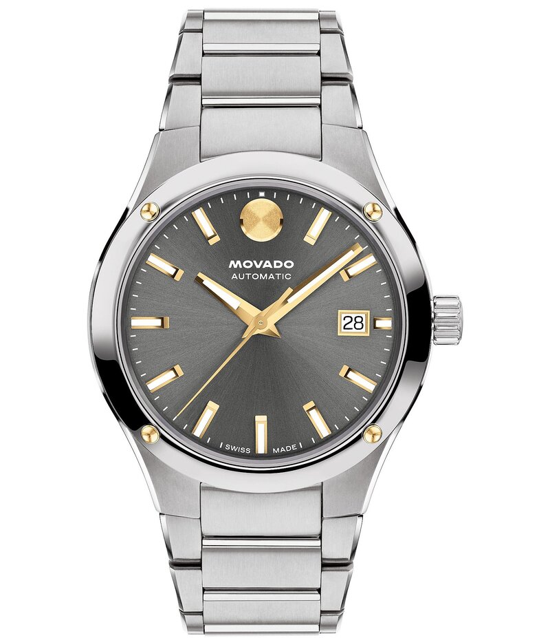 モバド レディース アクセサリー 腕時計 Tシャツ Movado Men Museum Imperiale Automatic Stainless Steel Bracelet Watch Silver シルバー
