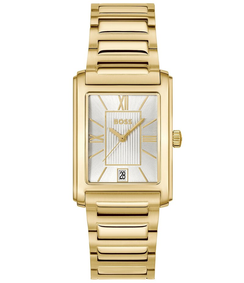 ヒューゴボス レディース 佩び物 ウォッチ プルオーバー Hugo Boss Men\u0027s Principle Dress Quartz Analog Ionic Plated Stainless Steel Bracelet Watch Gold ゴールド