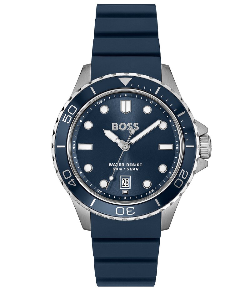 ヒューゴボス レディース アクセサリー 腕時計 Hugo Boss Men's Troper Sport Quartz Analog Silicone Strap Watch Blue ブルー