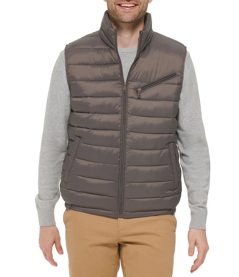 コールハーン メンズ アウター ベスト キルティング Cole Haan Quilted Zip Front Vest Charcoal チャコール