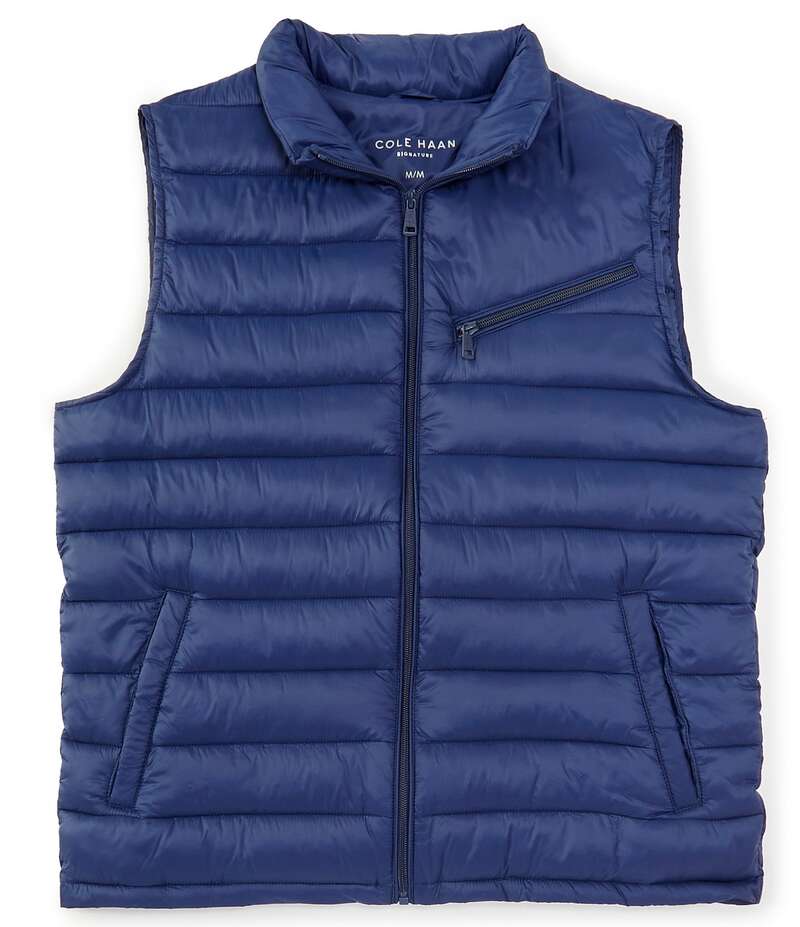 コールハーン メンズ アウター ベスト キルティング Cole Haan Quilted Zip Front Vest Navy ネイビー