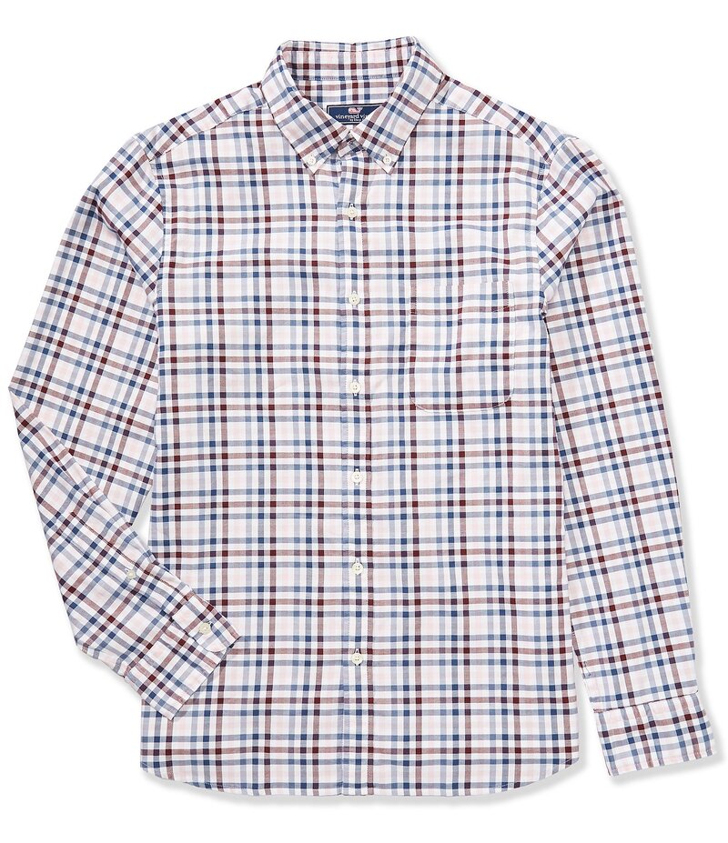 ヴァインヤードヴァインズ メンズ トップス プルオーバー オックスフォード Vineyard Vines Monomoy Tattersall Oxford Long Sleeve Woven Shirt Flamingo