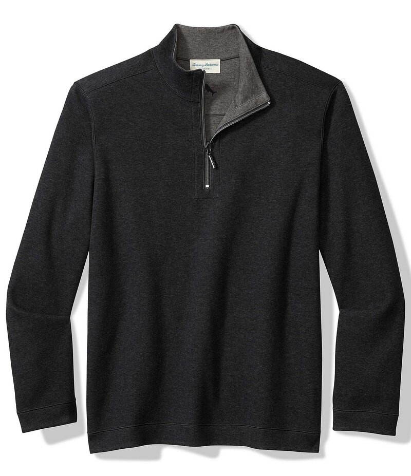 トッミーバハマ メンズ トップス シャツ トール Tommy Bahama Big & Tall Flipview Half-Zip Pullover Black Heather ブラック