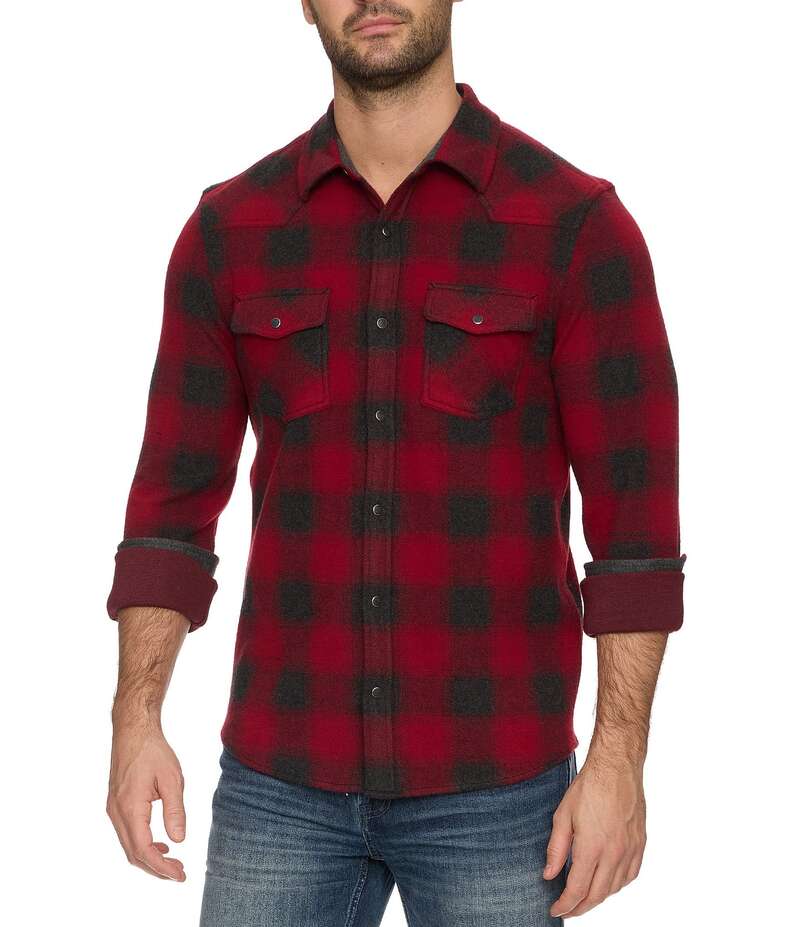 フラッグ アンド アンセム メンズ トップス シャツ Flag and Anthem Premont Plaid Long Sleeve Flannel Performance Shirt Red/Charcoal チャコール