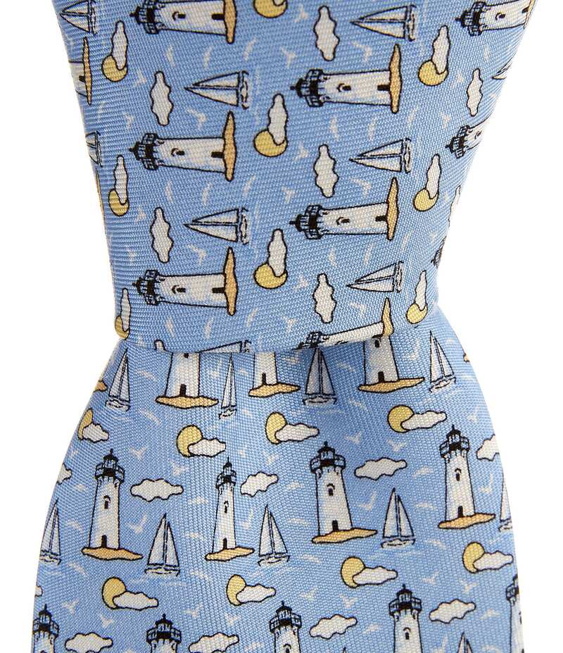 ヴァインヤードヴァインズ メンズ アクセサリー ネクタイ プリント シルク Vineyard Vines Edgartown Lighthouse Print Silk Tie Ocean