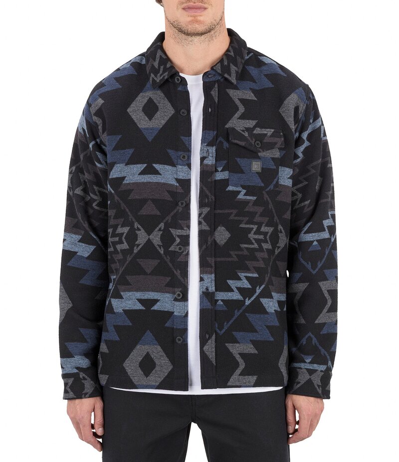 ハーレー メンズ トップス シャツ Hurley Long Sleeve Santa Cruz Jacquard Shacket Black ブラック