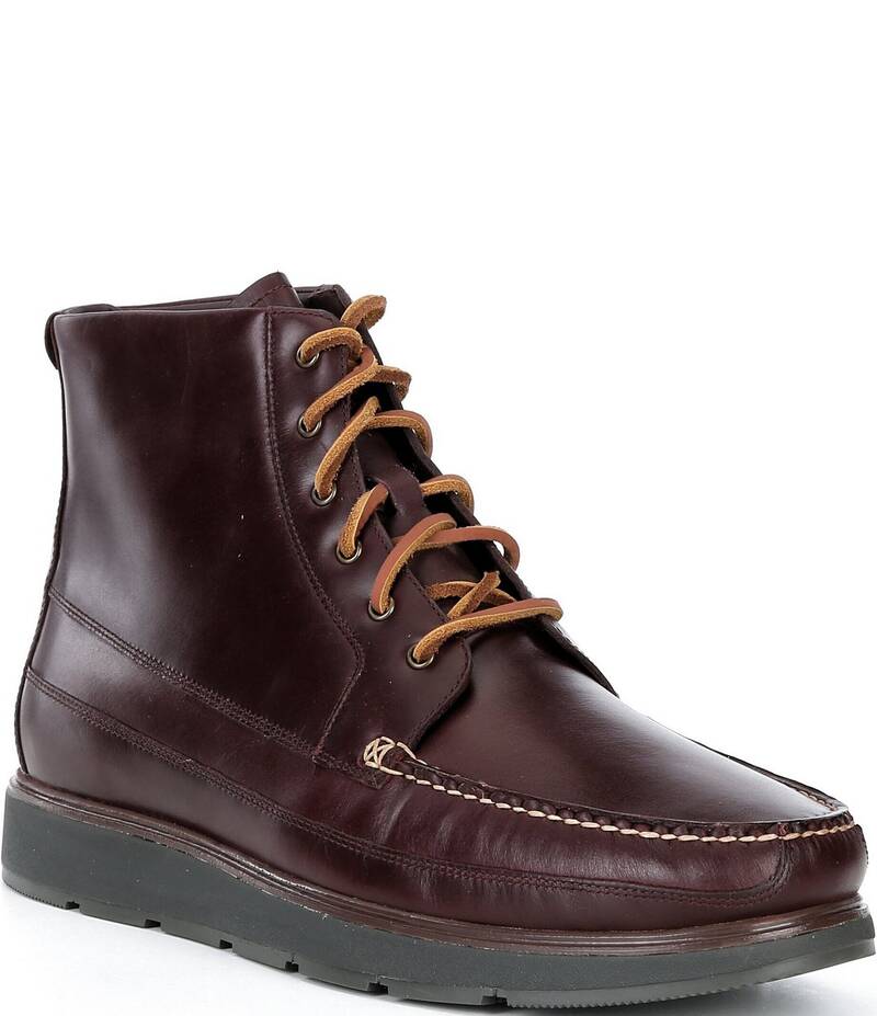 コールハーン メンズ シューズ ブーツ・レインブーツ レザー Cole Haan Men's Muir Leather Moc Toe Boots CH Bloodstone/Raven画像