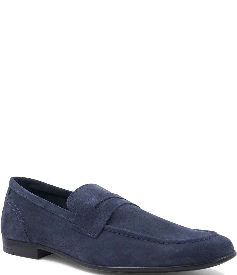 ブルーノマグリ メンズ シューズ スリッポン・ローファー スエード ローファー Bruno Magli Men's Lastra Suede Unlined Penny Loafers Navy ネイビー|ReVida 店