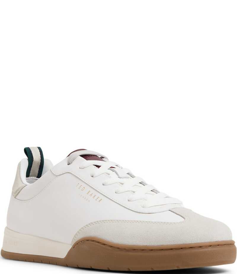 テッドベーカー メンズ シューズ ドレスシューズ スニーカー スエード レザー Ted Baker London Men's Kenwood Leather and Suede Trainer Sneakers White ホワイト