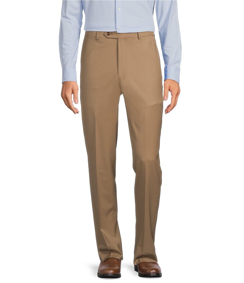 ハート シャフナー マルクス メンズ ボトムス カジュアルパンツ パンツ Hart Schaffner Marx New York Modern Fit Tan Pre-Tailored Flat Front Super Stretch Solid Dress Pants Tan タン