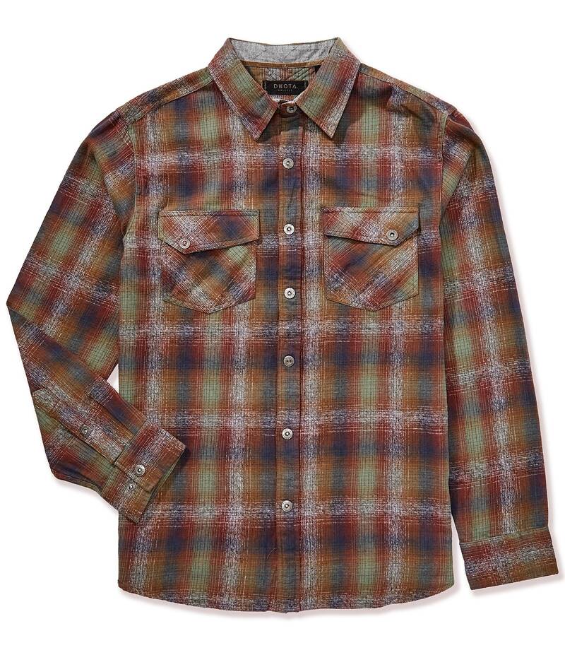 ダコタグリズリー メンズ トップス シャツ Dakota Grizzly Riley Plaid Flannel Long Sleeve Woven Shirt Dark Forest フォレスト