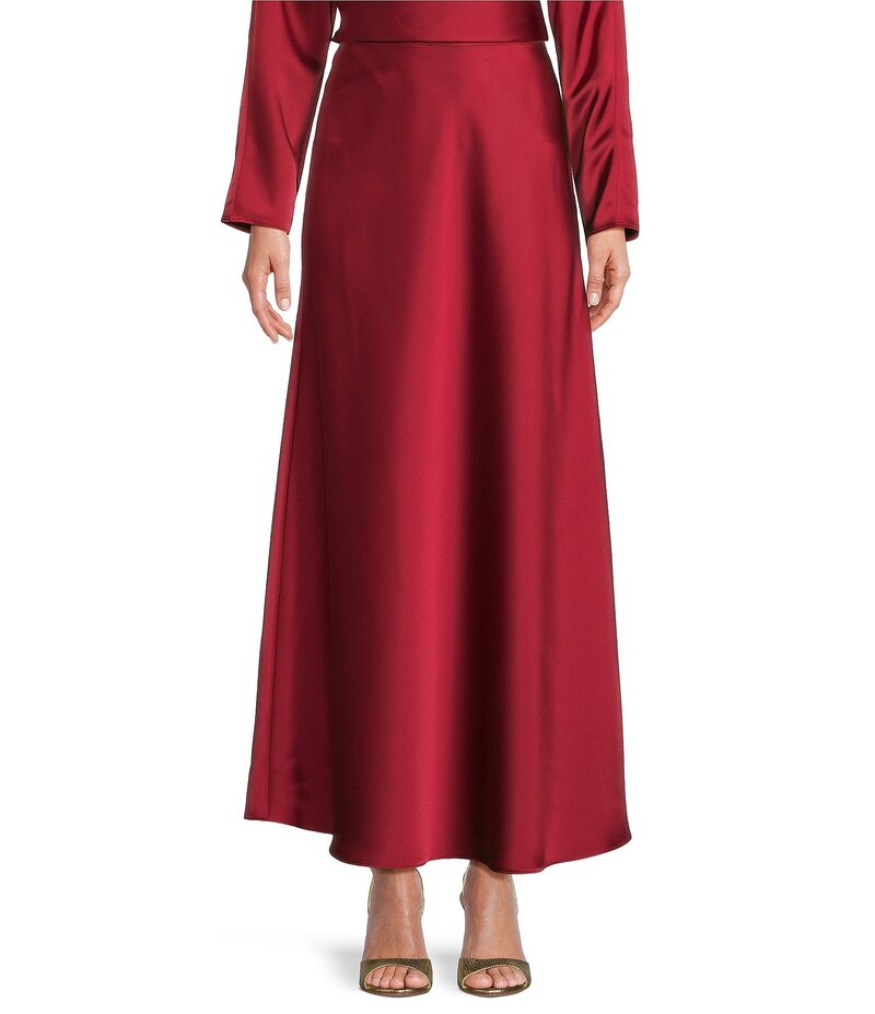 アントニオ メラーニ レディース ボトムス スカート A ライン サテン マキシ Antonio Melani Bella A-Line Coordinating Satin Maxi Skirt Cranberry｜ReVida 店