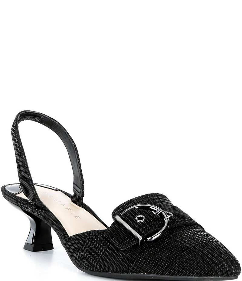 アレックスマリー レディース シューズ 踵 なめし革 Alex Marie Zell Houndstooth Leather Buckle Ornament Slingback Pumps Black 黒いこと