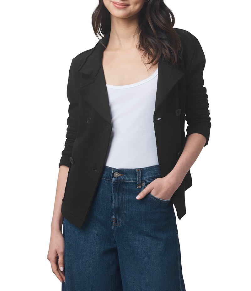 スプレンディット レディース アウター 厚地の外套 パイル スポーツジャケット Splendid Diana French Terry Notch Collar Long Sleeve Blazer Black 黒いこと