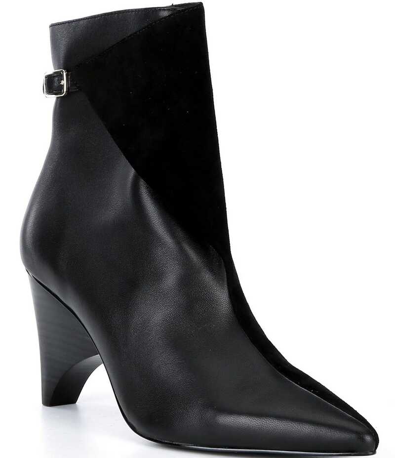セシリア ニューヨーク レディース シューズ ブーツ・レインブーツ スエード ブーツ レザー Cecelia New York Cathy Leather and Suede Wood Wedge Booties Black ブラック