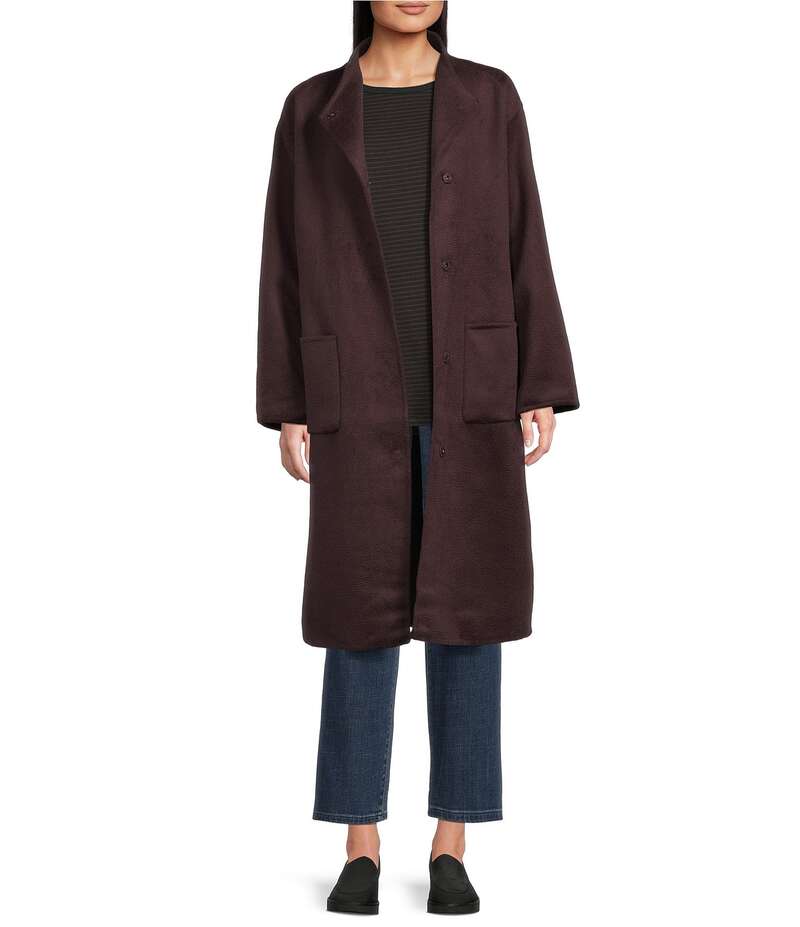 エイリーンフィッシャー レディース アウター コート ウール Eileen Fisher Fluid Wool High Collar Long Sleeve Tie Waist Coat Casis