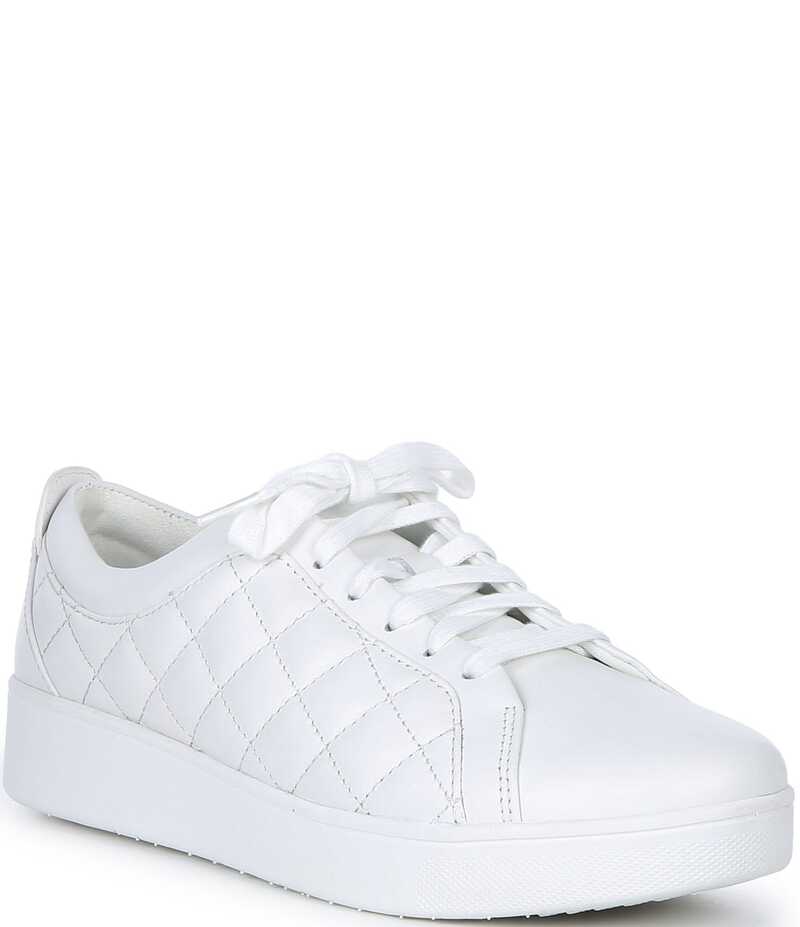 相応うフロップ レディース シューズ スニーカー キルティング スピード競技 なめし革 Fitflop Rally Quilted Leather Lace Up Sneakers Urban White 白いこと
