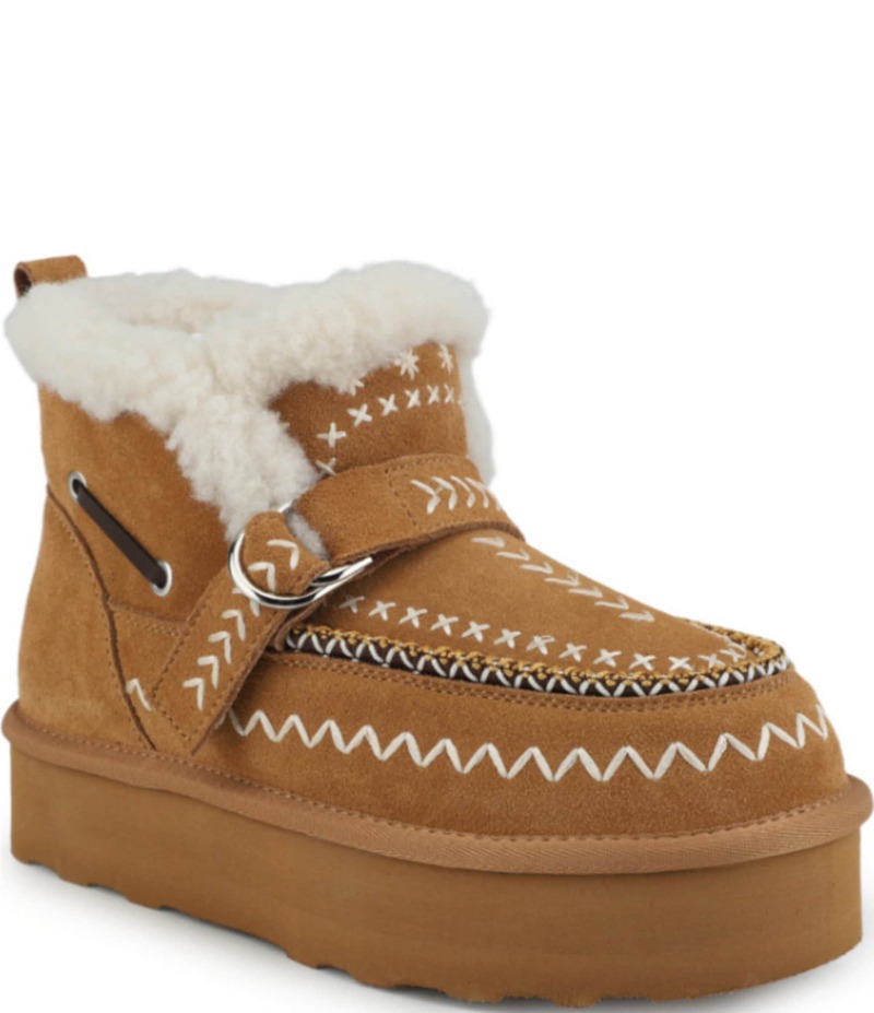 ヴィンテージハバナ レディース シューズ ブーツ・レインブーツ プラットフォーム スエード ブーツ Vintage Havana Grand Suede Platform Booties Chestnut|ReVida 店