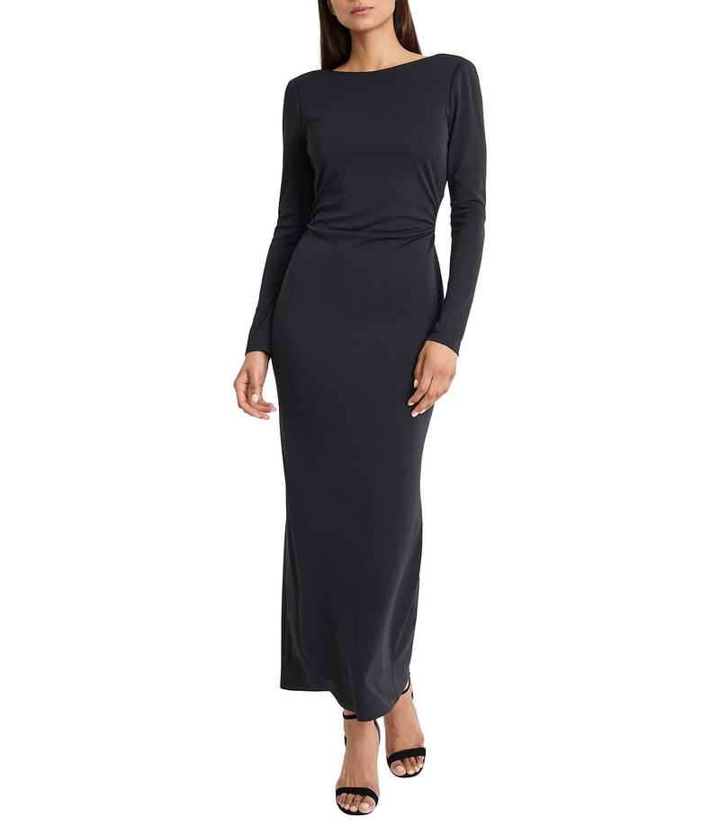 ドナモーガン レディース トップス ワンピース オープンバック マキシワンピース ジャージー マキシ Donna Morgan City Jersey Boat Neck Long Sleeve Open Back Maxi Dress Black ブラック