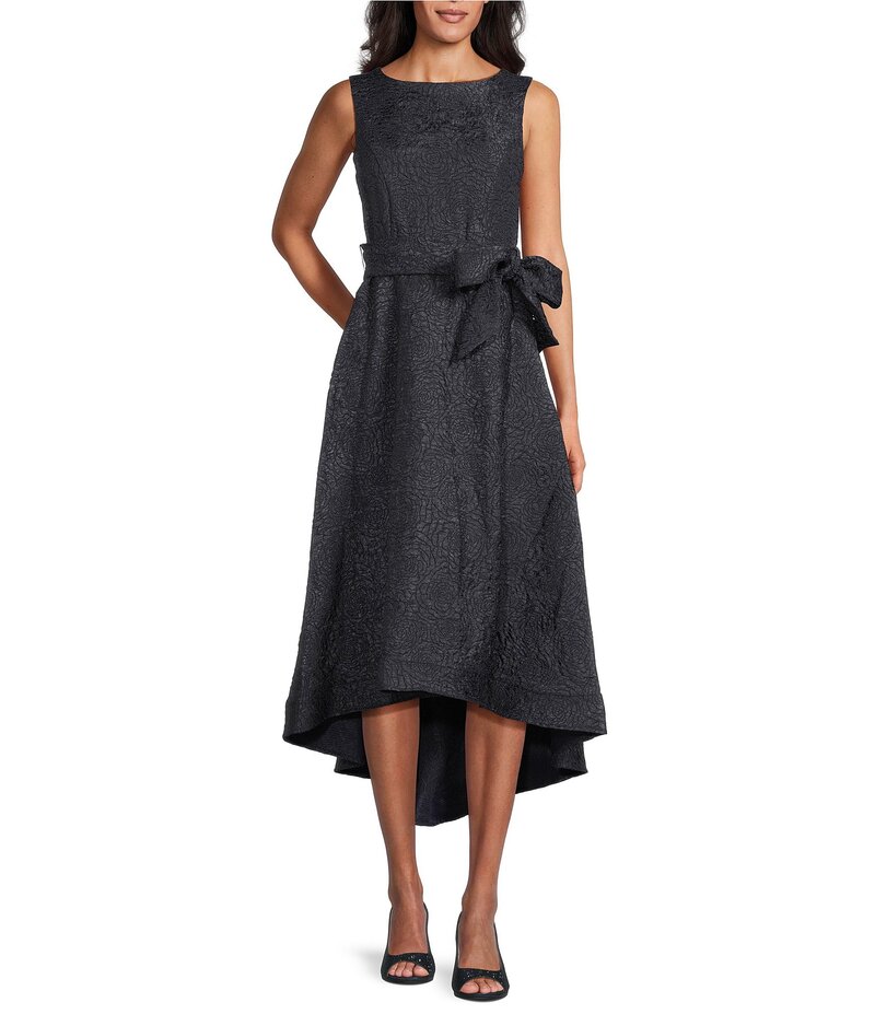 マリナ レディース トップス ワンピース A ライン ミディワンピース ミディ ノースリーブ Marina Jacquard Brocade Sleeveless High Low A-Line Midi Dress Navy ネイビー