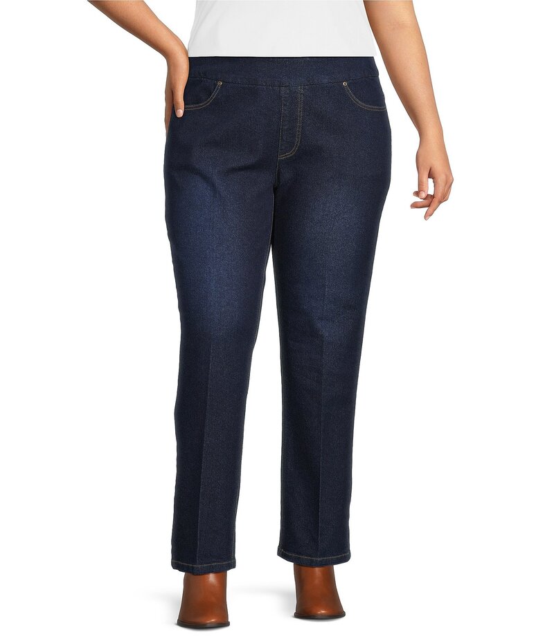 マルチプルズ レディース ボトムス デニムパンツ プラスサイズ アンクル ジーンズ Multiples Plus Size Stretch Relaxed Pull-On Ankle Jeans Midnight Indigo インディゴ