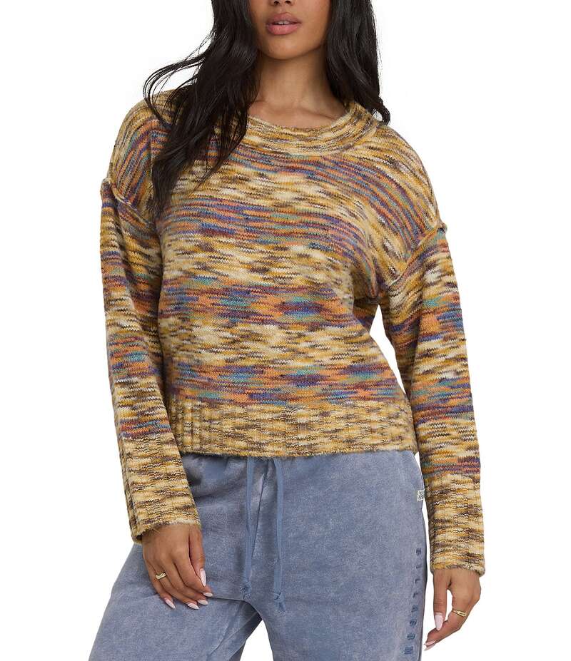 ビラボン レディース アウター ニット・セーター プリント セーター Billabong Long Sleeve Malibu Creek Printed Sweater Teak｜ReVida 店