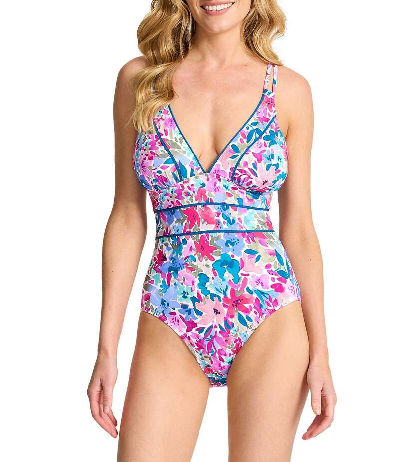 トッミーバハマ レディース トップス ワンピース Vネック フラワー柄 フラワー Tommy Bahama Watercolor Floral V-Neck Tank One Piece Swimsuit Dusty Lupine 30,420円
