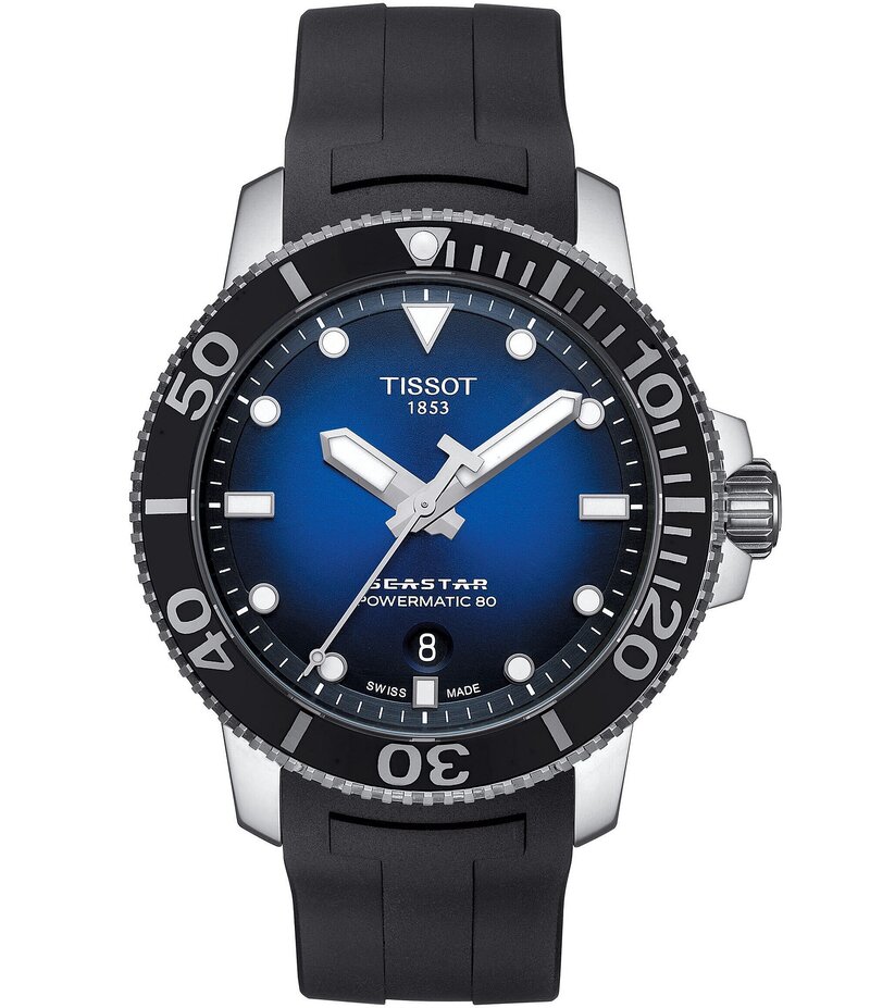 ティソット レディース アクセサリー 腕時計 Tissot Seastar 1000 Powermatic Rubber Watch Black ブラック｜ReVida 店