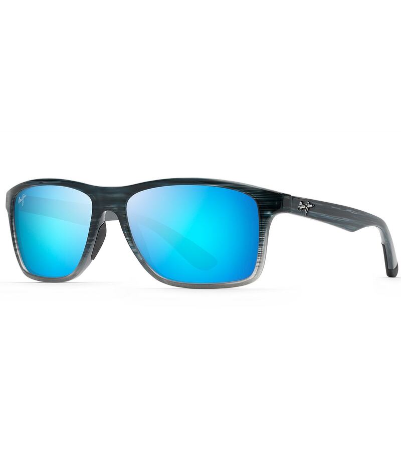マウイジム レディース アクセサリー サングラス・アイウェア プラスサイズ Maui Jim Onshore PolarizedPlus2Rectangular 58mm Sunglasses Blue Black Stripe Fade ブラック