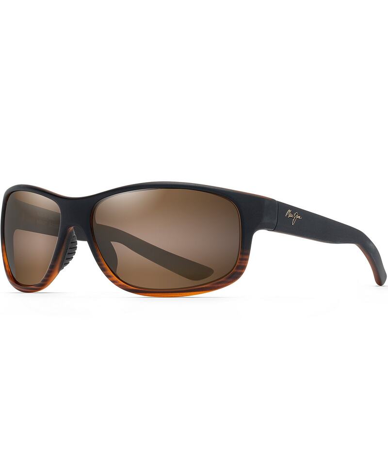 マウイジム レディース アクセサリー サングラス・アイウェア プラスサイズ Maui Jim Kaiwi Channel PolarizedPlus2R Wrap 62mm Sunglassestripe Dark Brown ブラウン