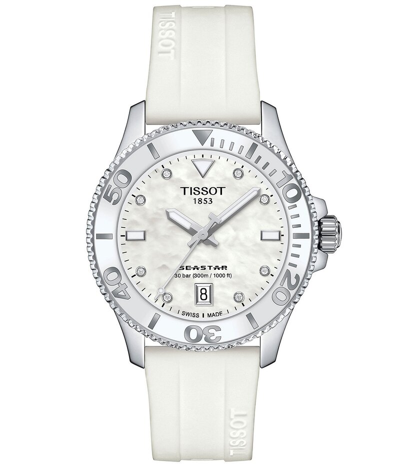 ティソット レディース 付属品 ウオッチ Tissot Women\u0027seastar 1000 Quartz Analog White Silicone Strap Watch White 白いこと