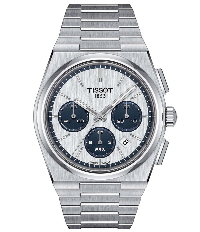 ティソット レディース アクセサリー 腕時計 Tシャツ Tissot Men Prx Automatichronograph Stainlessteel Bracelet Watch White ホワイト